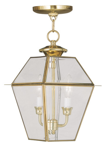 Westover 2 Light Polished Brass Outdoor Pendant Lantern (2285-02)