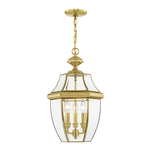 Monterey 3 Light Polished Brass Outdoor Pendant Lantern (2355-02)