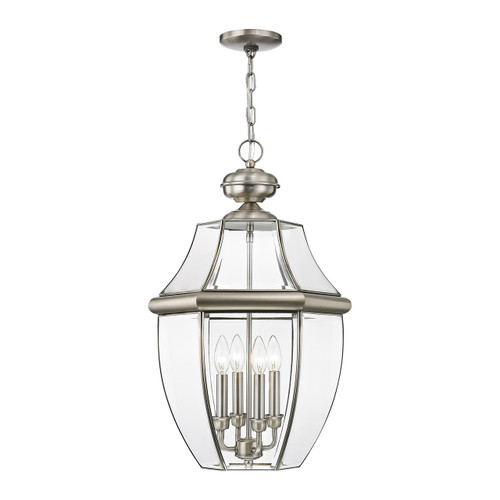 Monterey 4 Light Brushed Nickel Outdoor Pendant Lantern (2357-91)