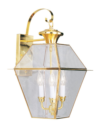 Westover 3 Light Polished Brass Outdoor Wall Lantern (2381-02)