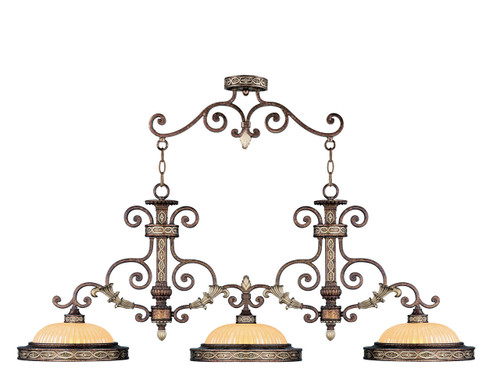 Seville 3 Light Island In Palacial Bronze with Gilded Accents (8546-64)