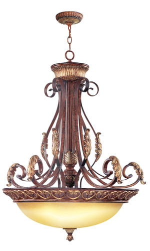 Villa Verona 4 Light Verona Bronze With Aged Gold Leaf Accents Pendant (8587-63)