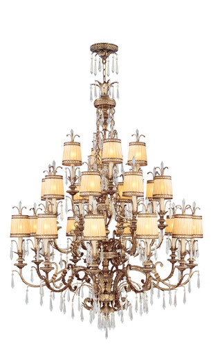 La Bella 22 Light Hand Painted Vintage Gold Leaf Chandelier (8815-65)