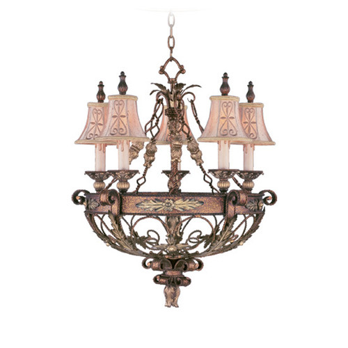 Pomplano 5 Light Palacial Bronze With Gilded Accents Chandelier (8845-64)