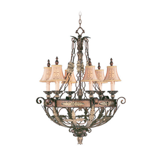 Pomplano 6 Light Palacial Bronze With Gilded Accents Chandelier (8846-64)