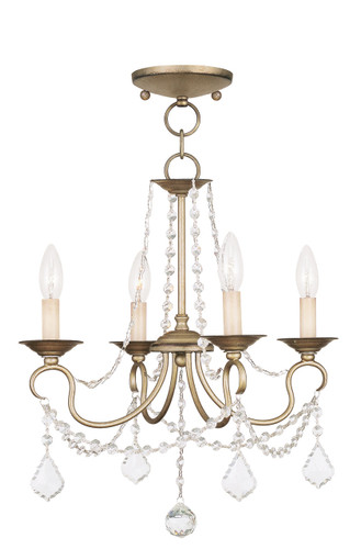 Pennington 4 Light Convertible Mini Chandelier In Antique Silver Leaf (6514-73)