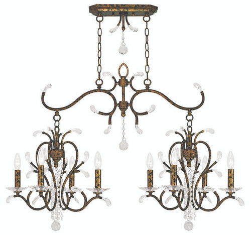 Serafina 8 Light Venetian Golden Bronze Linear Chandelier (51007-71)