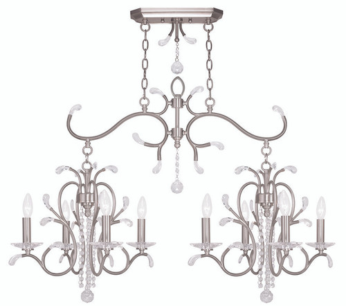 Serafina 8 Light Brushed Nickel Linear Chandelier (51007-91)