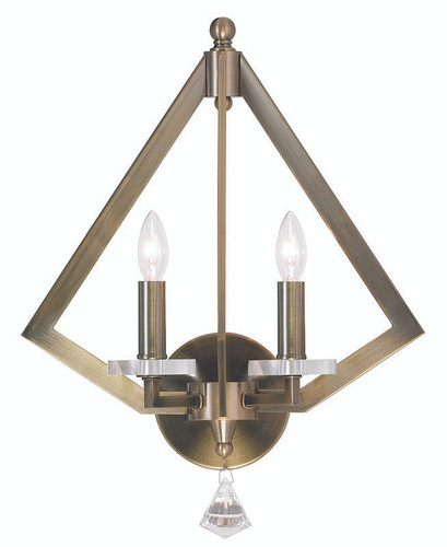 Diamond 2 Light Antique Brass Wall Sconce (50662-01)