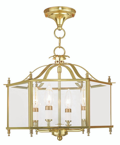 Livingston 4 Light Polished Brass Convertible Pendant/Ceiling Mount (4398-02)