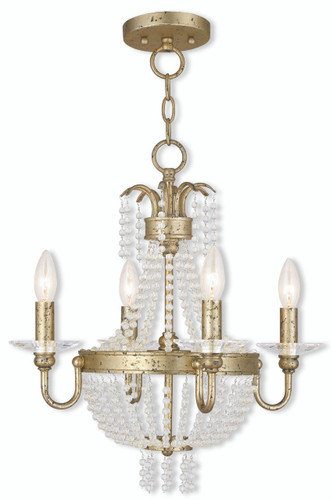 Valentina 4 Light Hand Applied Winter GoldMini Chandelier (51844-28)