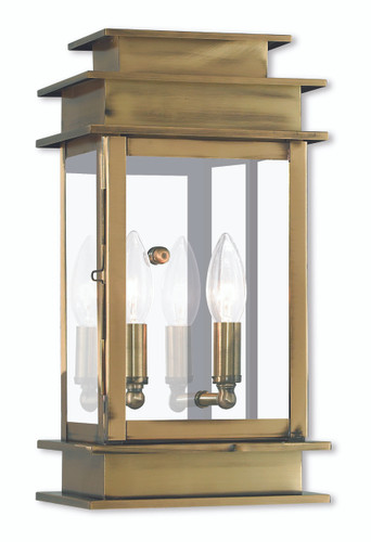 Princeton 2 Light Antique Brass Outdoor Wall Lantern (2014-01)