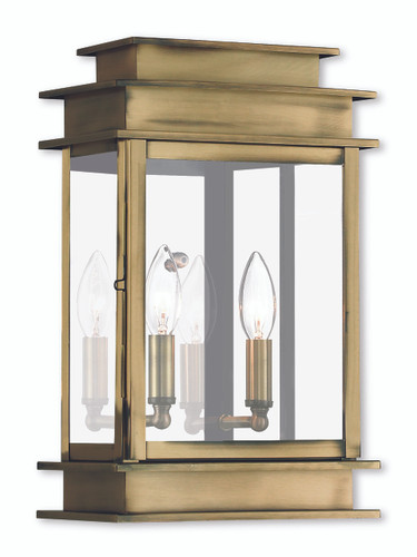 Princeton 2 Light Antique Brass Outdoor Wall Lantern (2016-01)