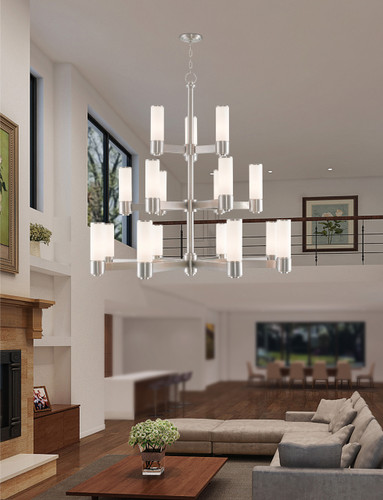 Weston 17 Light Foyer Chandelier In Brushed Nickel (52119-91)