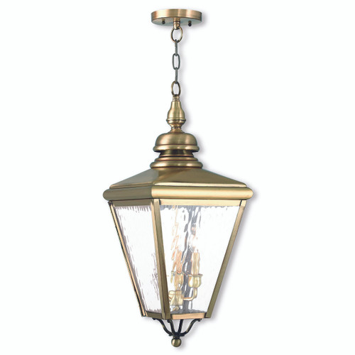 Cambridge 3 Light Outdoor Pendant Lantern In Antique Brass (2035-01)