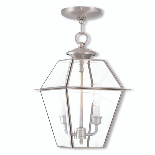 Westover 2 Light Brushed Nickel Outdoor Pendant Lantern (2285-91)