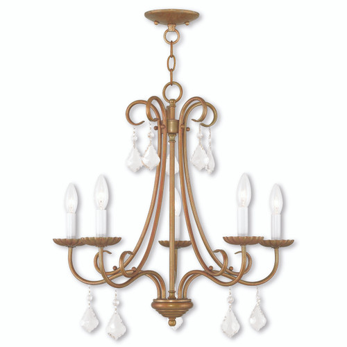 Daphne 5 Light Antique Gold Leaf Chandelier (40875-48)