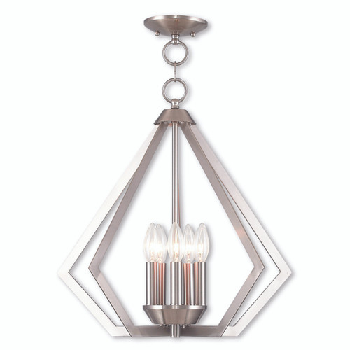 Prism 5 Light Brushed Nickel Chandelier (40925-91)