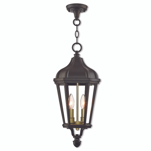 Morgan 2 Light Bronze Outdoor Pendant Lantern (76189-07)