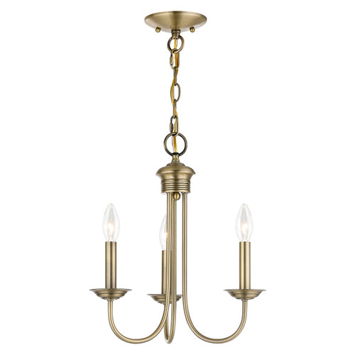 Estate 3 Light Antique Brass Mini Chandelier (42683-01)