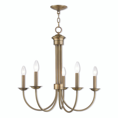 Estate 5 Light Antique Brass Chandelier (42685-01)