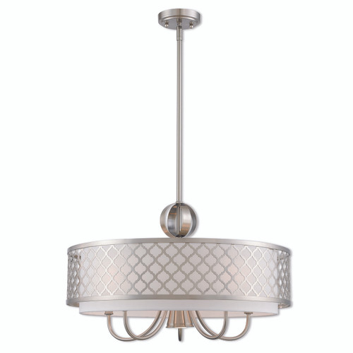 Arabesque 6 Light Brushed Nickel Pendant Chandelier (41105-91)