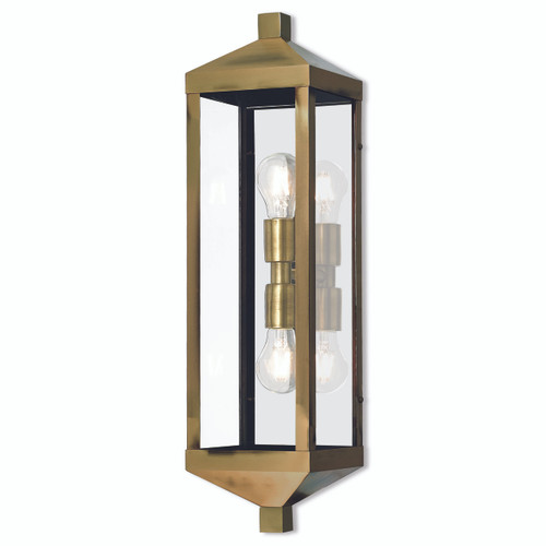 Nyack 2 Light Antique Brass Outdoor Wall Lantern (20583-01)