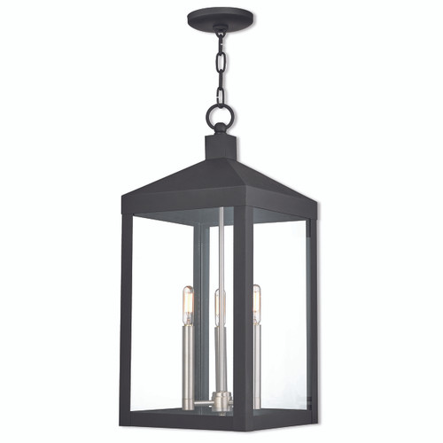 Nyack 3 Light Black Outdoor Pendant Lantern (20587-04)