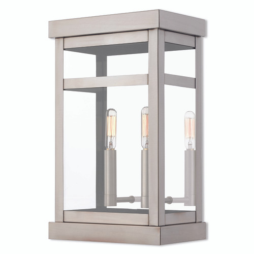 Hopewell 2 Light Brushed Nickel Outdoor Wall Lantern (20705-91)