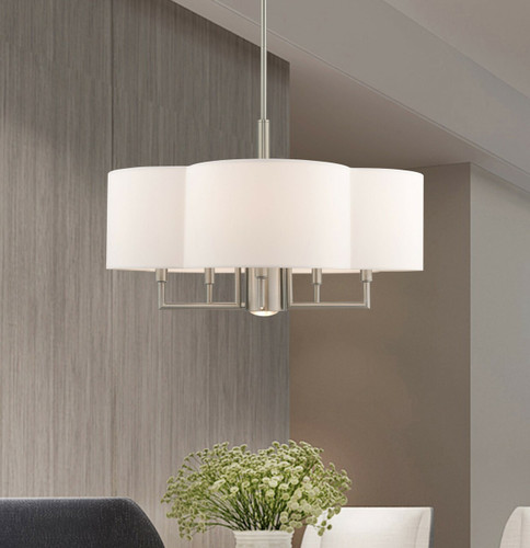 Chelsea 6 Light Brushed Nickel Pendant Chandelier (51925-91)