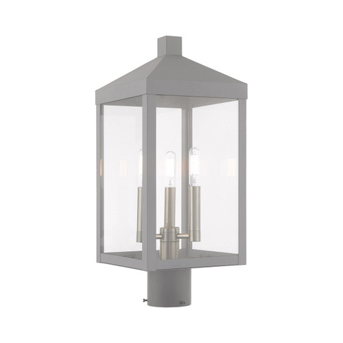 Nyack 3 Light Nordic Gray Outdoor Post Top Lantern (20592-80)