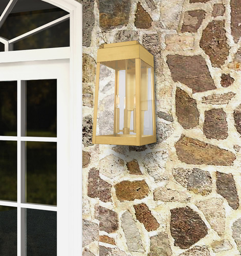 Oslo 3 Light Satin Brass Outdoor Wall Lantern (20858-12)