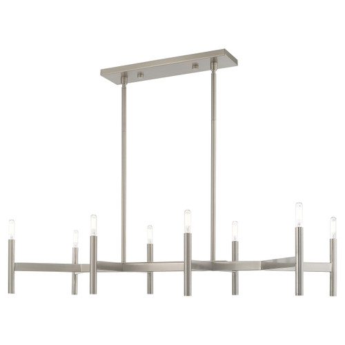 Copenhagen 8 Light Brushed Nickel Linear Chandelier (51178-91)