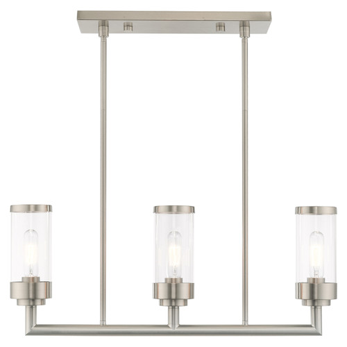 Hillcrest 3 Light Brushed Nickel Linear Chandelier (40473-91)