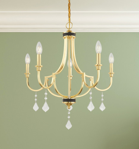 Glendale 5 Light Polished Brass Chandelier (41275-02)