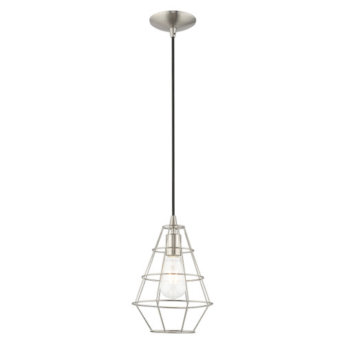 Geometric Shade Mini Pendants 1 Light Brushed Nickel Mini Pendant (41322-91)