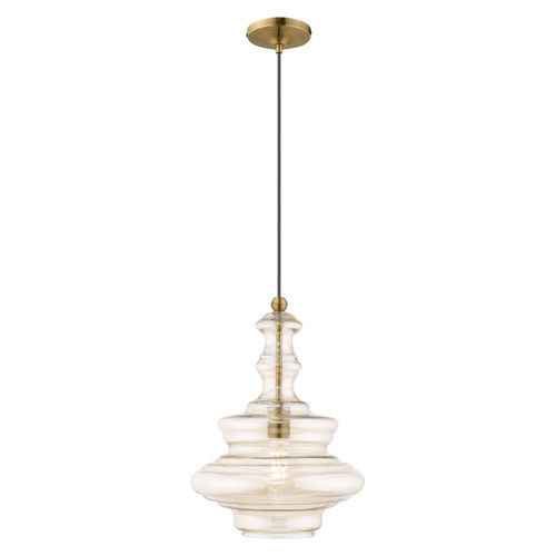 Art Glass Mini Pendant Lights 1 Light Antique Brass Mini Pendant (41224-01)