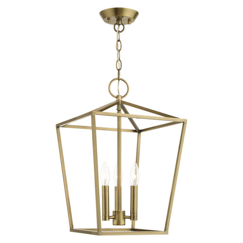 Devone 3 Light Antique Brass Convertible Semi Flush/Lantern (49433-01)