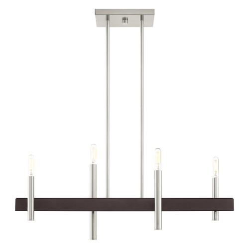 Denmark 4 Light Brushed Nickel With Bronze Accents Chandelier (49334-91)