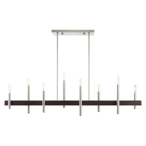 Denmark 8 Light Brushed Nickel With Bronze Accents Chandelier (49338-91)