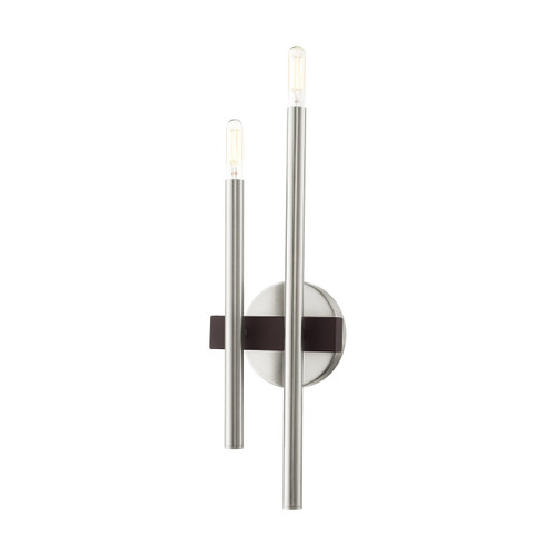 Denmark 2 Light Brushed Nickel With Bronze Accents Sconce (15582-91)