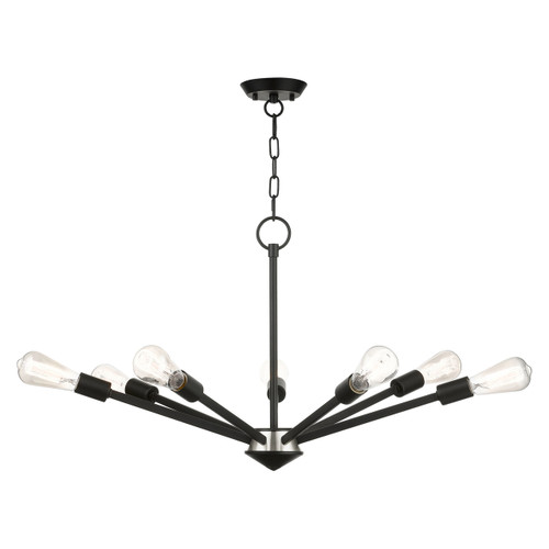 Prague 7 Light Black With Brushed Nickel Accents Chandelier (45837-04)
