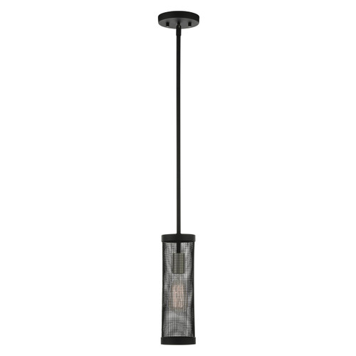 Industro 1 Light Black With Brushed Nickel Accents Pendant (46211-04)