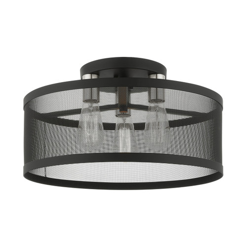 Industro 3 Light Black With Brushed Nickel Accents Semi Flush (46219-04)