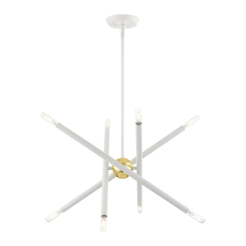 Soho 8 Light White With Polished Brass Accents Chandelier (46774-03)