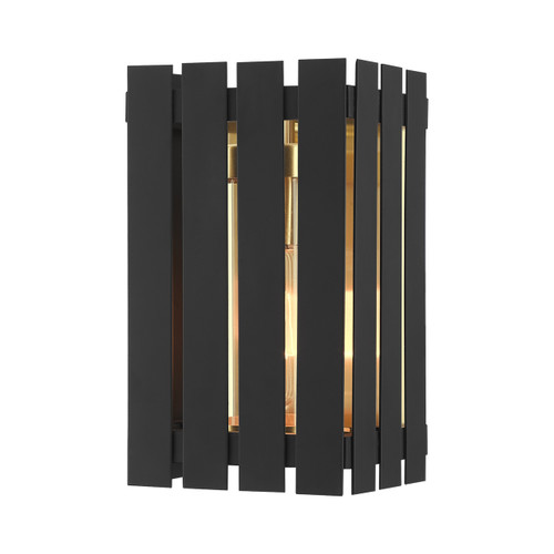 Greenwich 1 Light Black With Satin Brass Accents Outdoor Wall Lantern (20751-04)