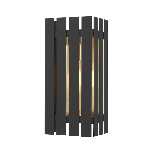 Greenwich 1 Light Black With Satin Brass Accents Outdoor Wall Lantern (20752-04)