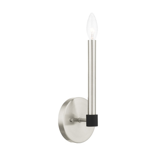 Karlstad 1 Light Brushed Nickel With Satin Brass Accents Sconce (46881-91)