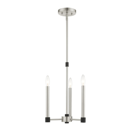 Karlstad 3 Light Brushed Nickel With Satin Brass Accents Chandelier (46883-91)