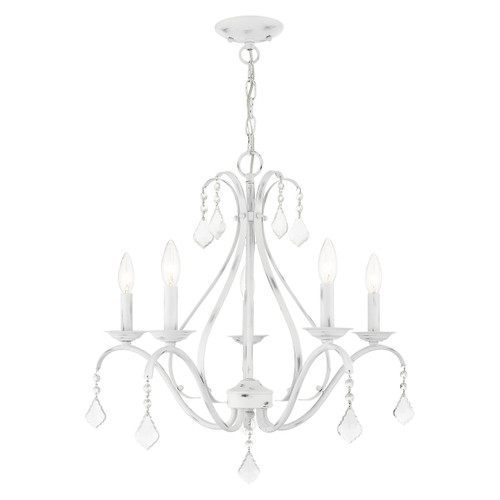 Caterina 5 Light Antique White With Clear Crystals Chandelier (40845-60)